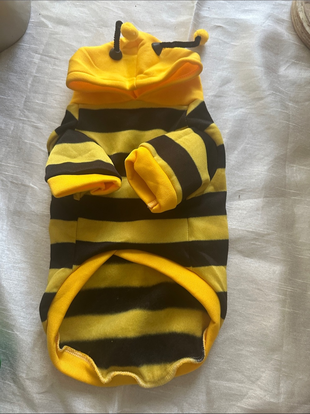 Yellow & Black Striped Bumblebee Dog Hoodie Small